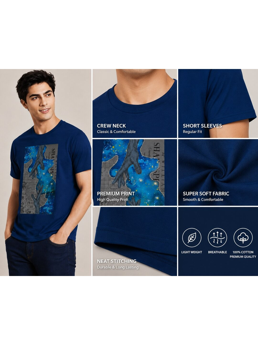 Infinity Printed Round Neck Regular Pre-customized Tshirt for Men