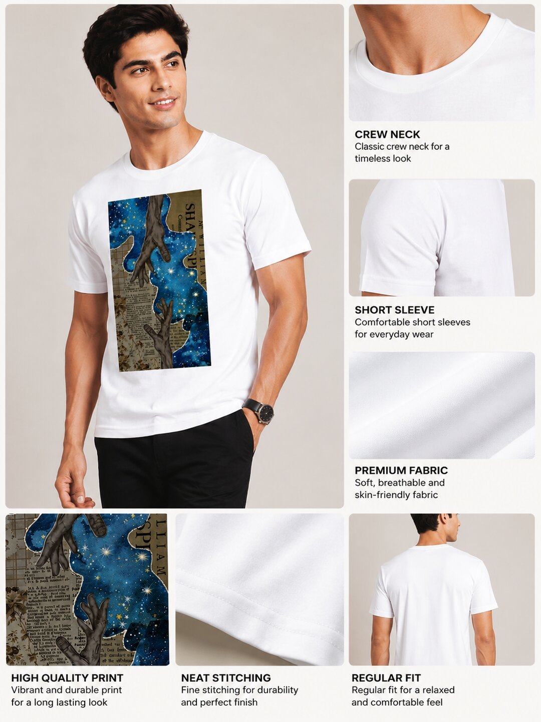 Infinity Printed Round Neck Regular Pre-customized Tshirt for Men