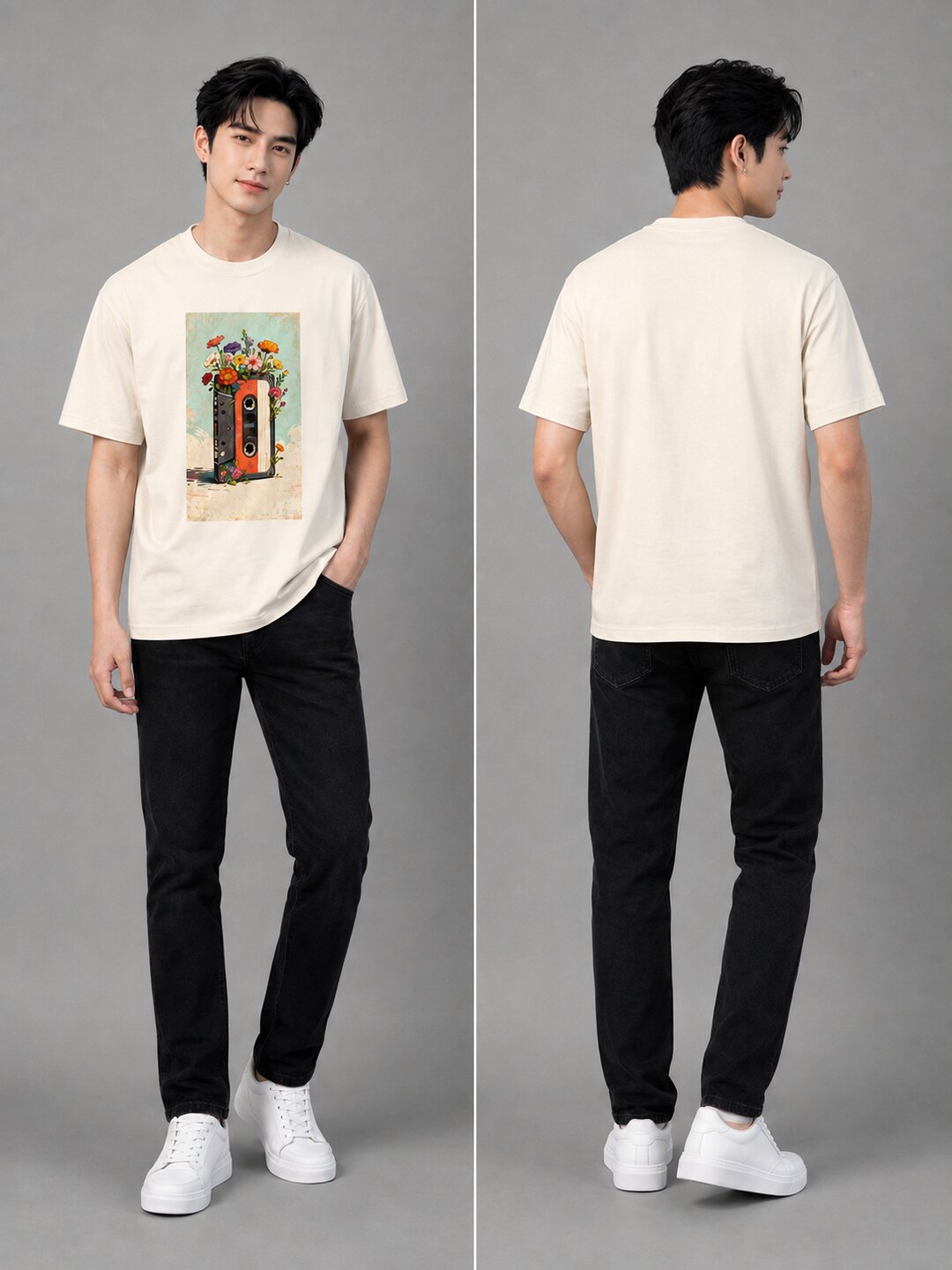 Casette Printed Round Neck Regular Pre-customized Tshirt for Men