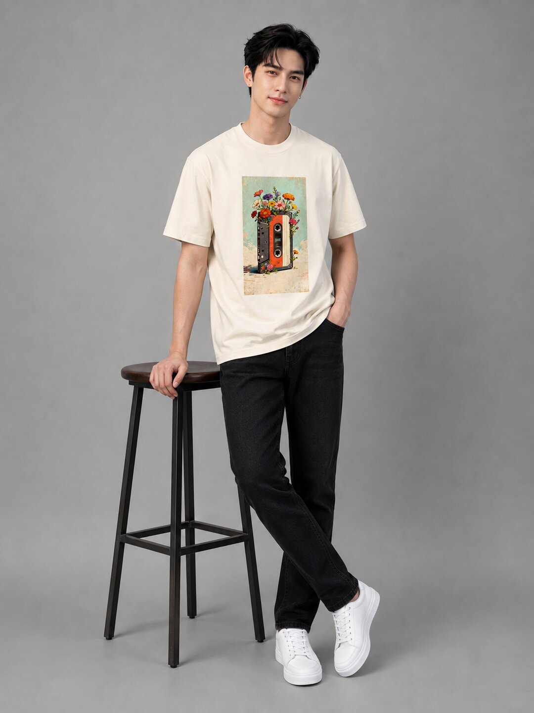Casette Printed Round Neck Regular Pre-customized Tshirt for Men
