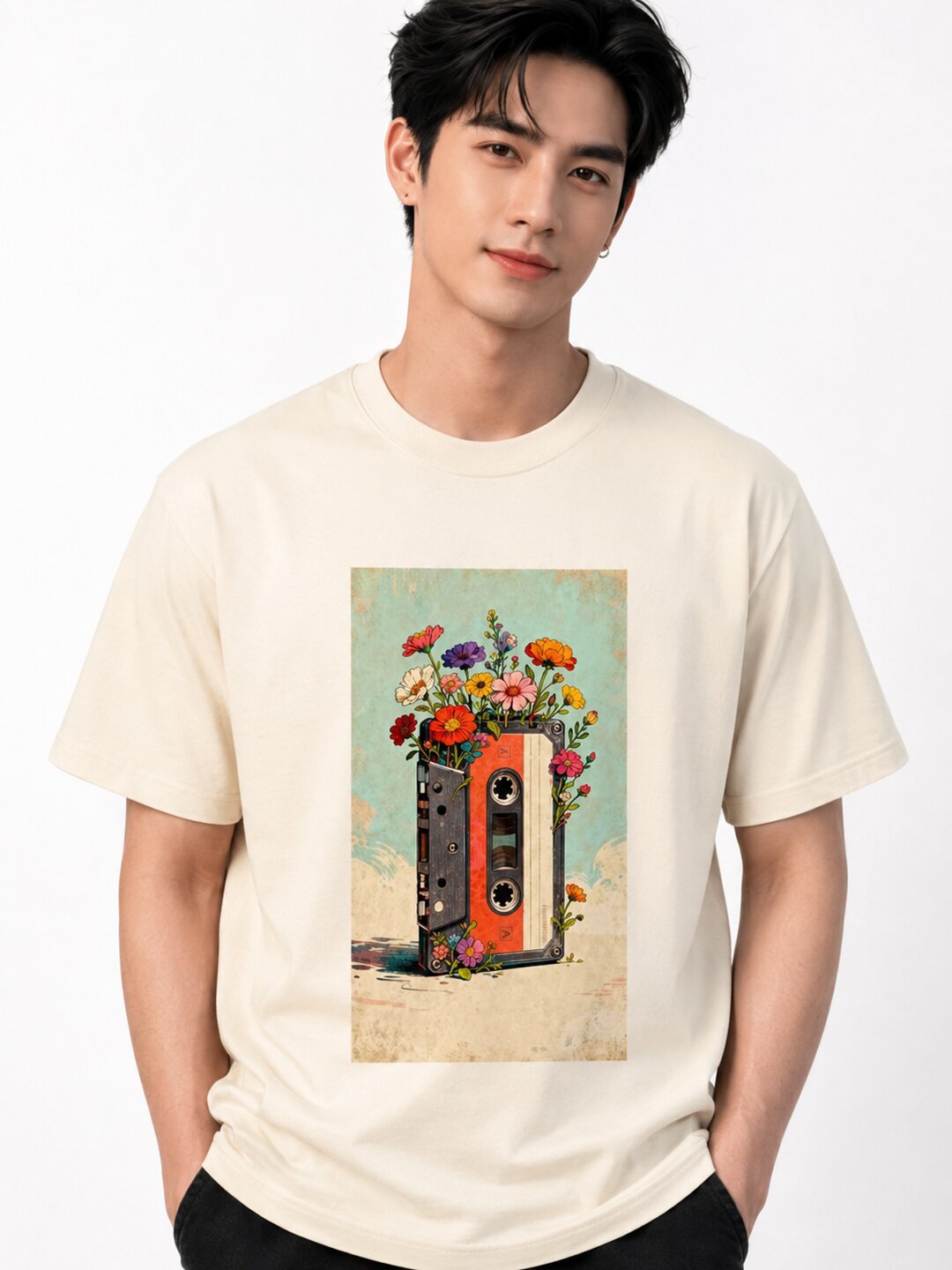 Casette Printed Round Neck Regular Pre-customized Tshirt for Men
