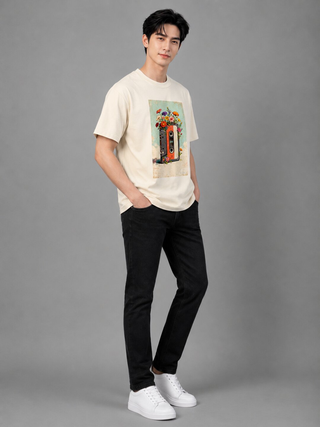 Casette Printed Round Neck Regular Pre-customized Tshirt for Men