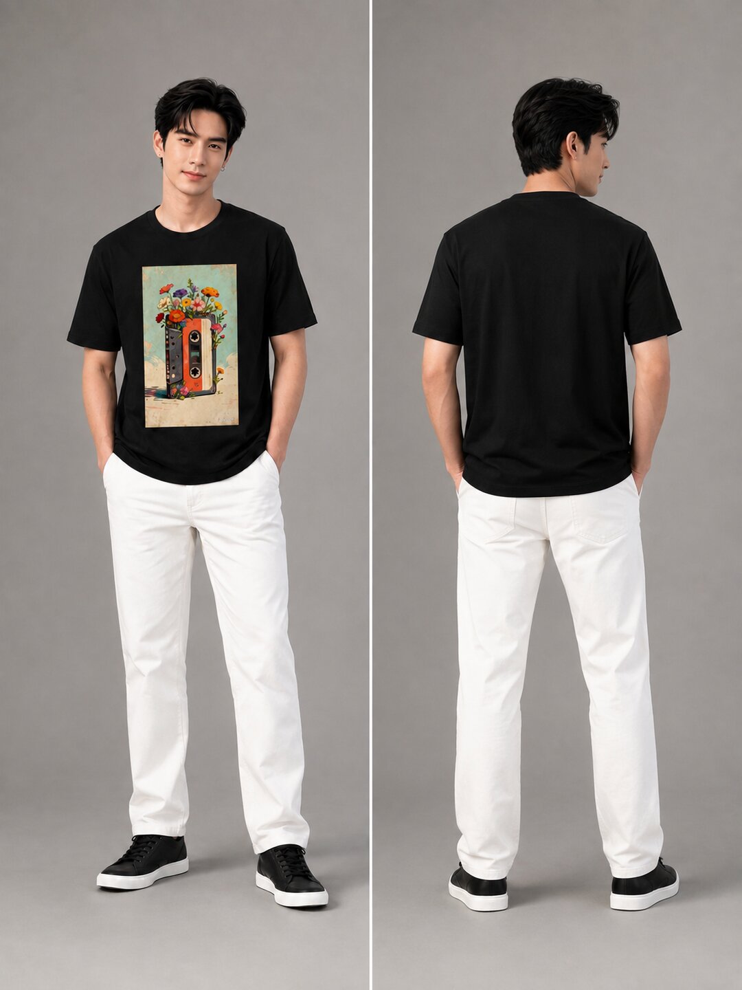Casette Printed Round Neck Regular Pre-customized Tshirt for Men