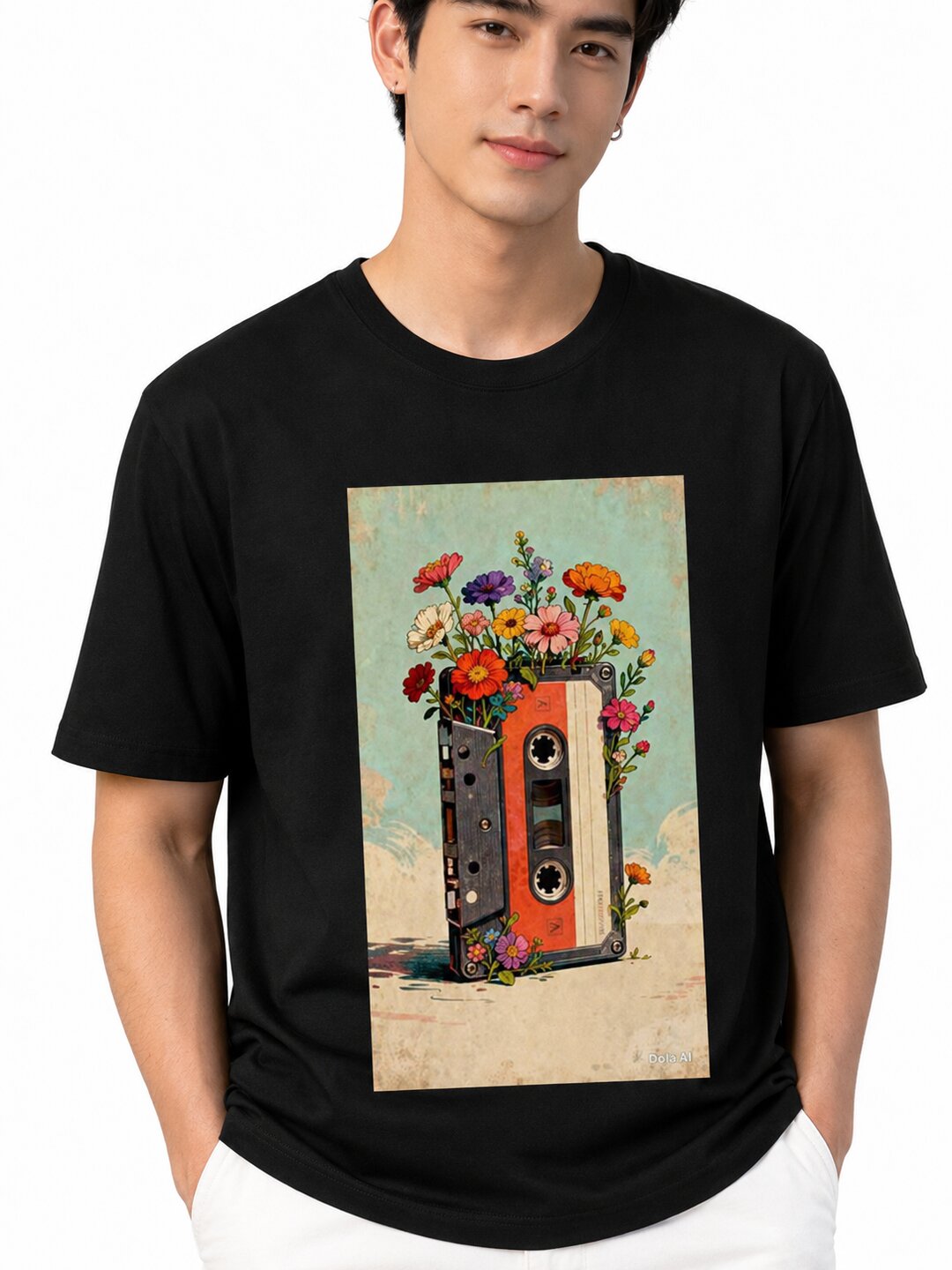 Casette Printed Round Neck Regular Pre-customized Tshirt for Men