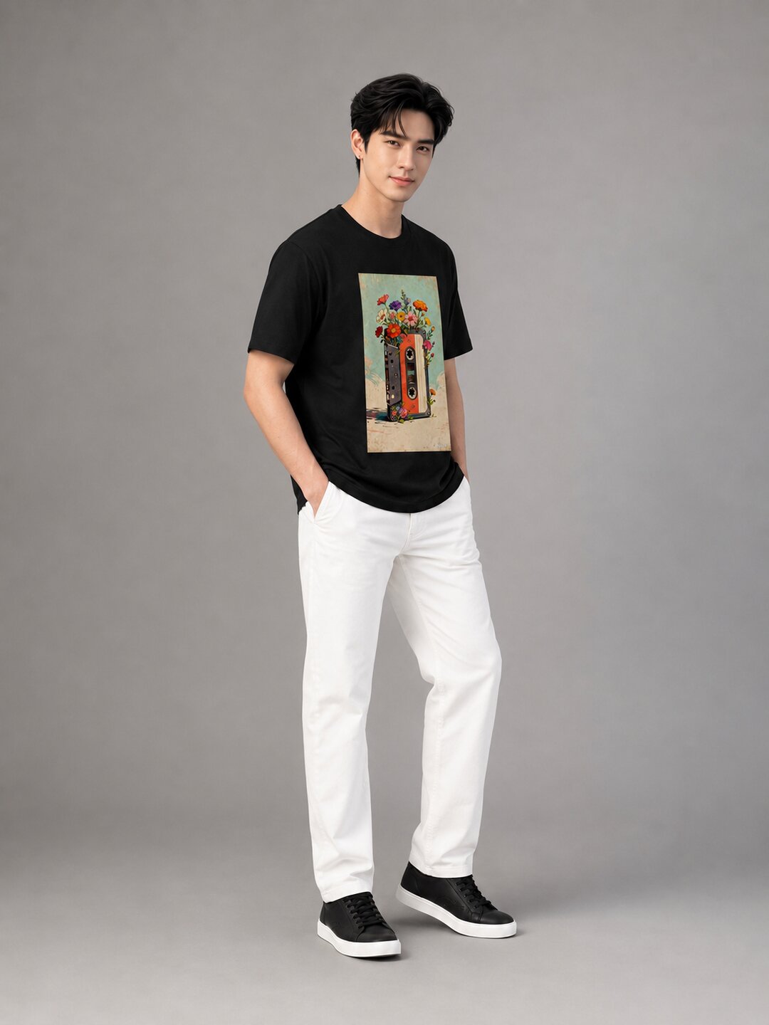 Casette Printed Round Neck Regular Pre-customized Tshirt for Men
