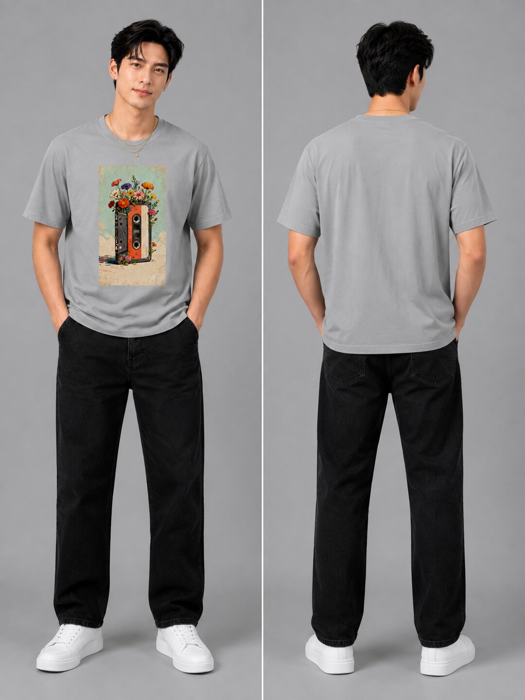 Casette Printed Round Neck Regular Pre-customized Tshirt for Men