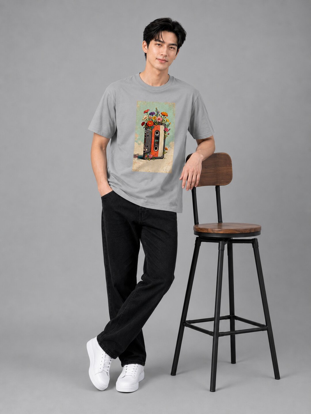 Casette Printed Round Neck Regular Pre-customized Tshirt for Men