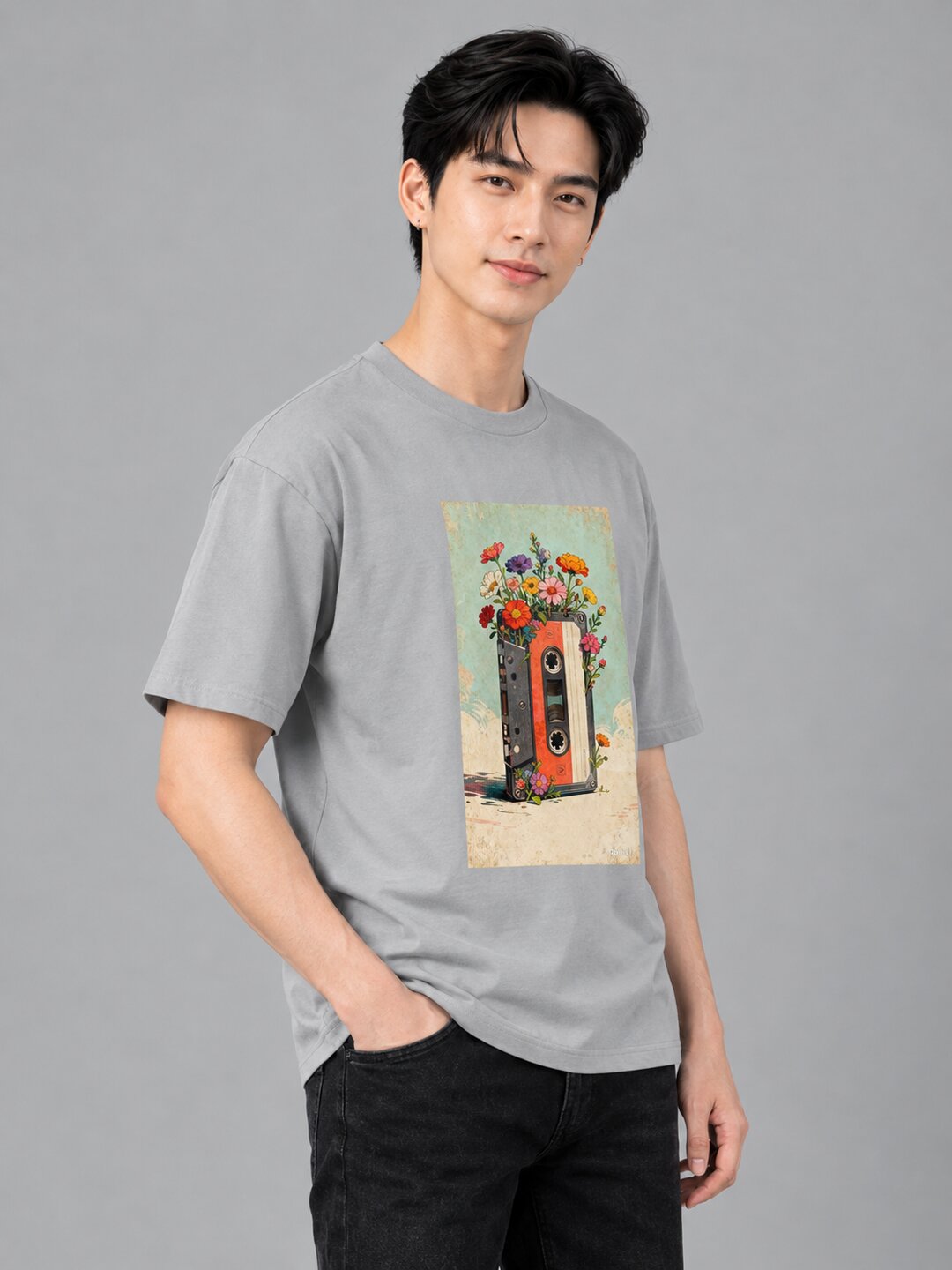 Casette Printed Round Neck Regular Pre-customized Tshirt for Men