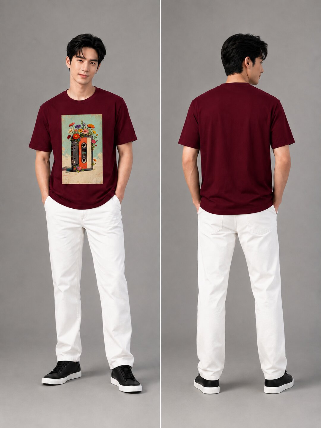 Casette Printed Round Neck Regular Pre-customized Tshirt for Men