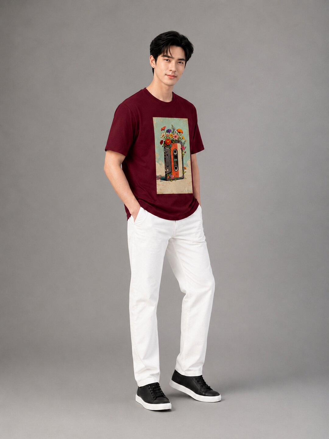 Casette Printed Round Neck Regular Pre-customized Tshirt for Men