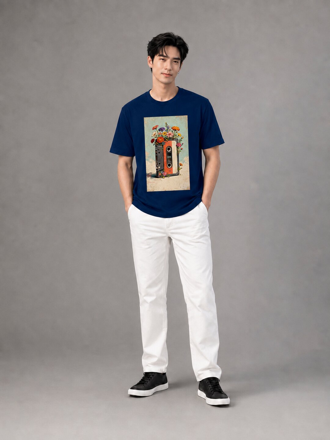 Casette Printed Round Neck Regular Pre-customized Tshirt for Men