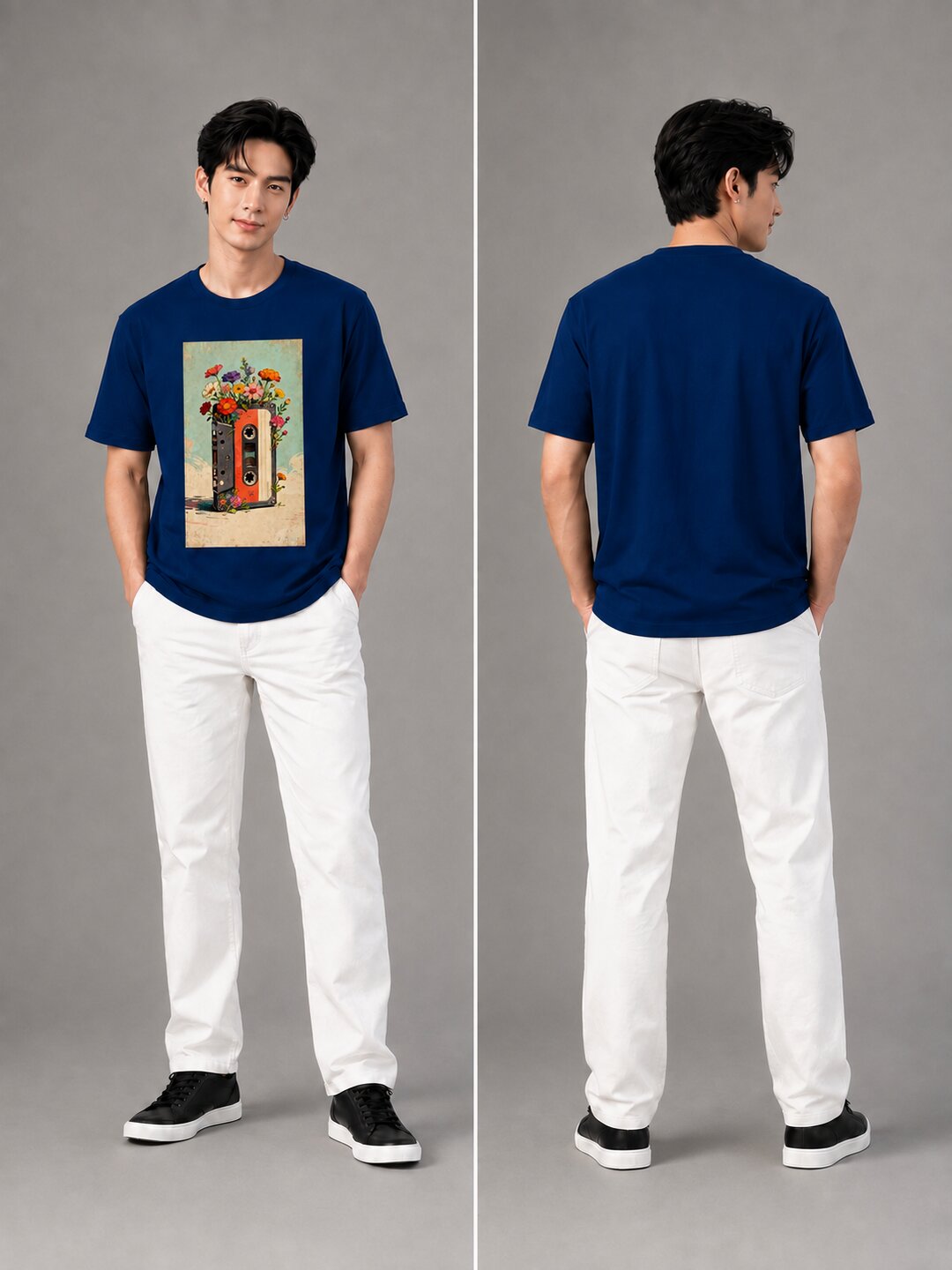 Casette Printed Round Neck Regular Pre-customized Tshirt for Men