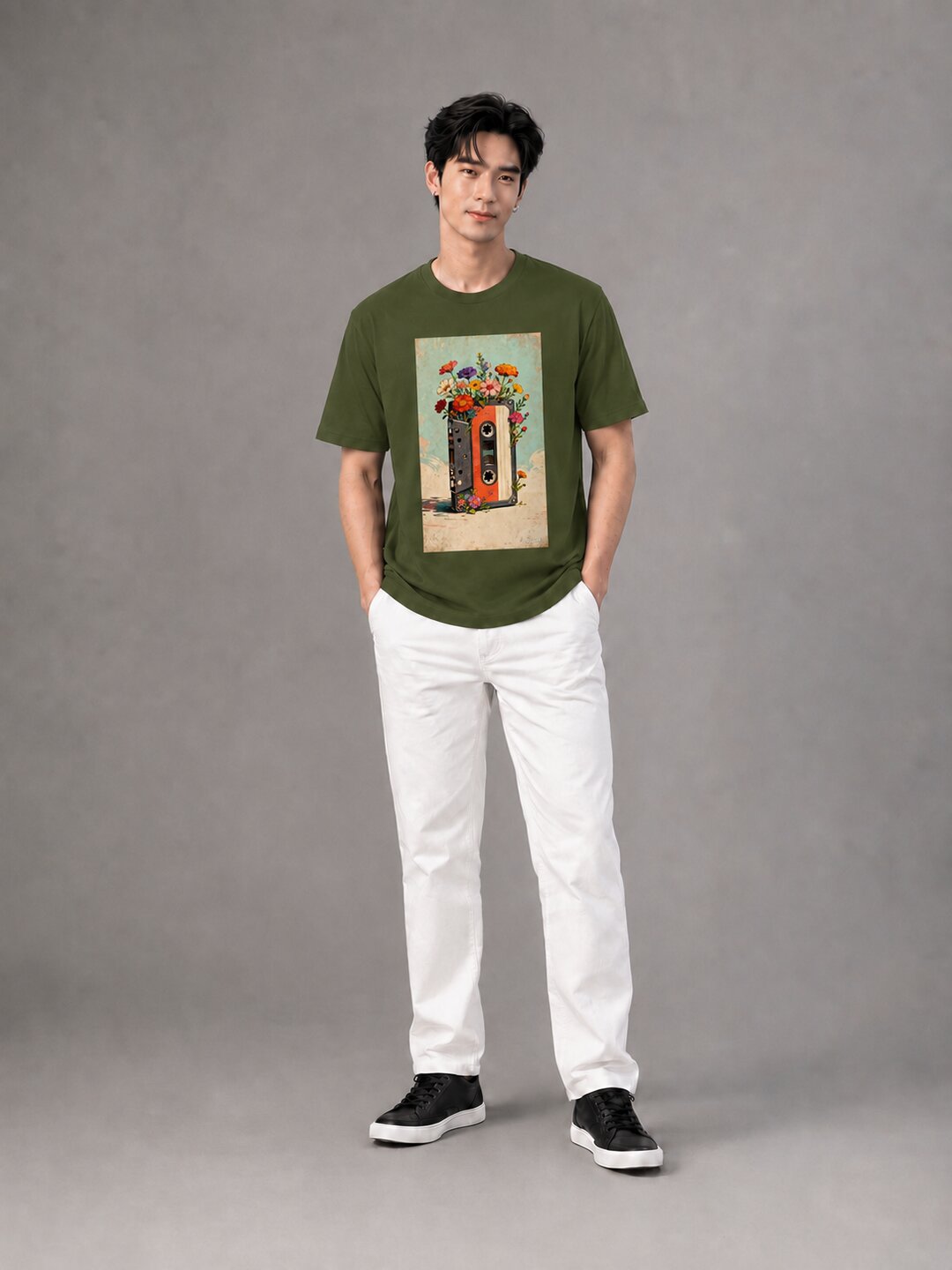 Casette Printed Round Neck Regular Pre-customized Tshirt for Men