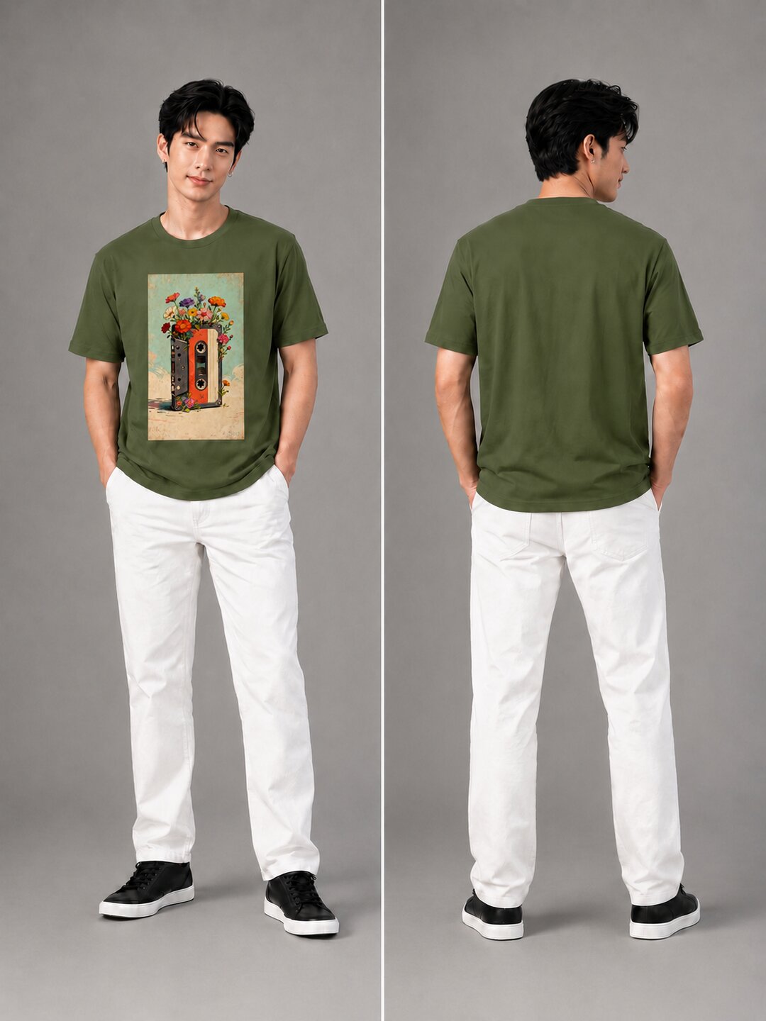 Casette Printed Round Neck Regular Pre-customized Tshirt for Men