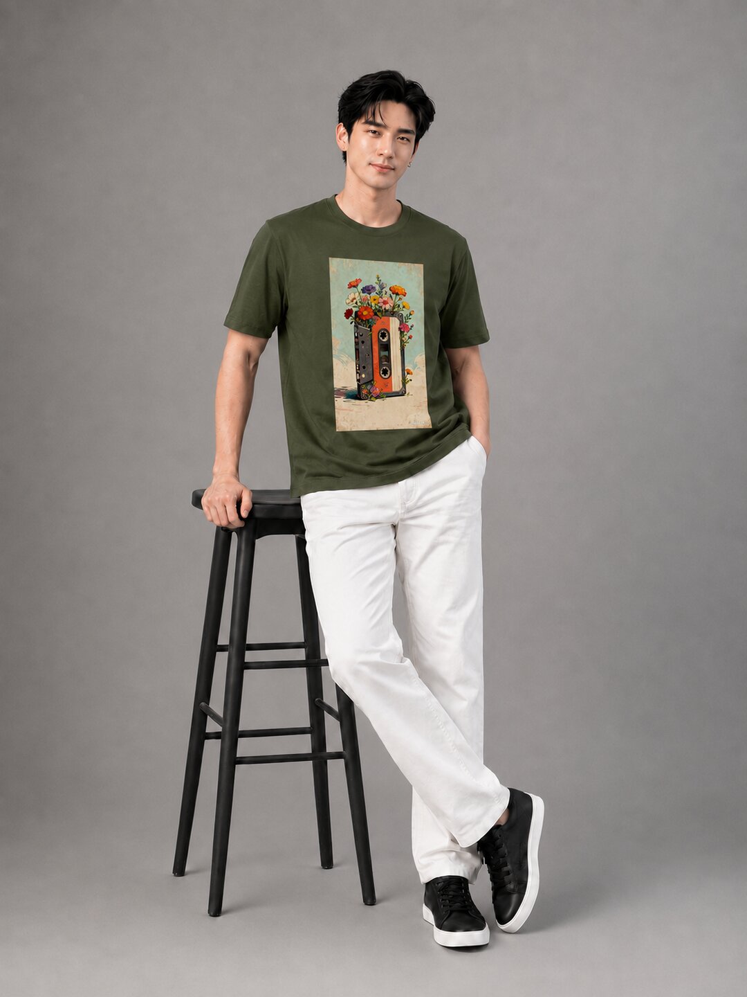 Casette Printed Round Neck Regular Pre-customized Tshirt for Men