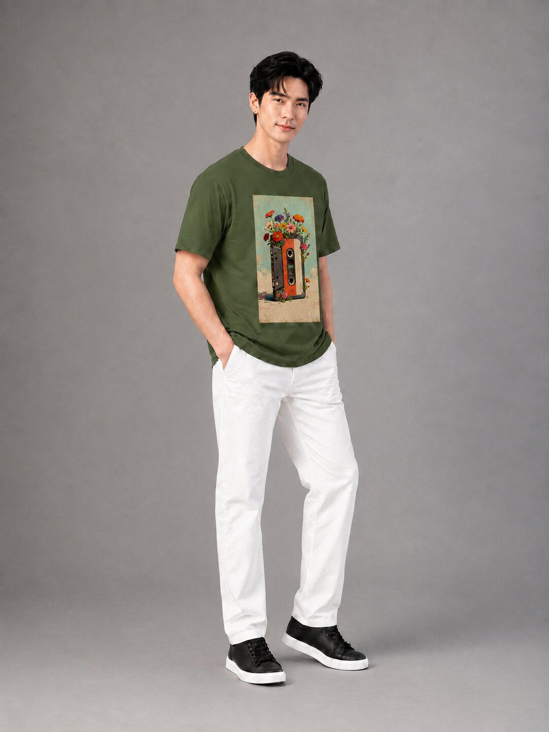 Casette Printed Round Neck Regular Pre-customized Tshirt for Men