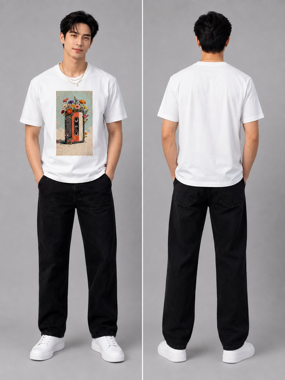 Casette Printed Round Neck Regular Pre-customized Tshirt for Men