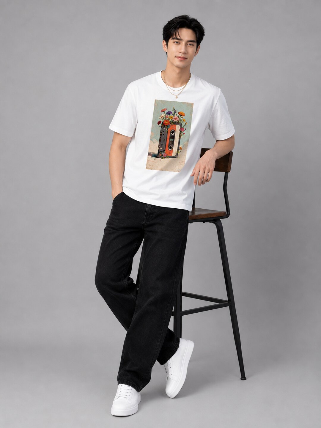 Casette Printed Round Neck Regular Pre-customized Tshirt for Men