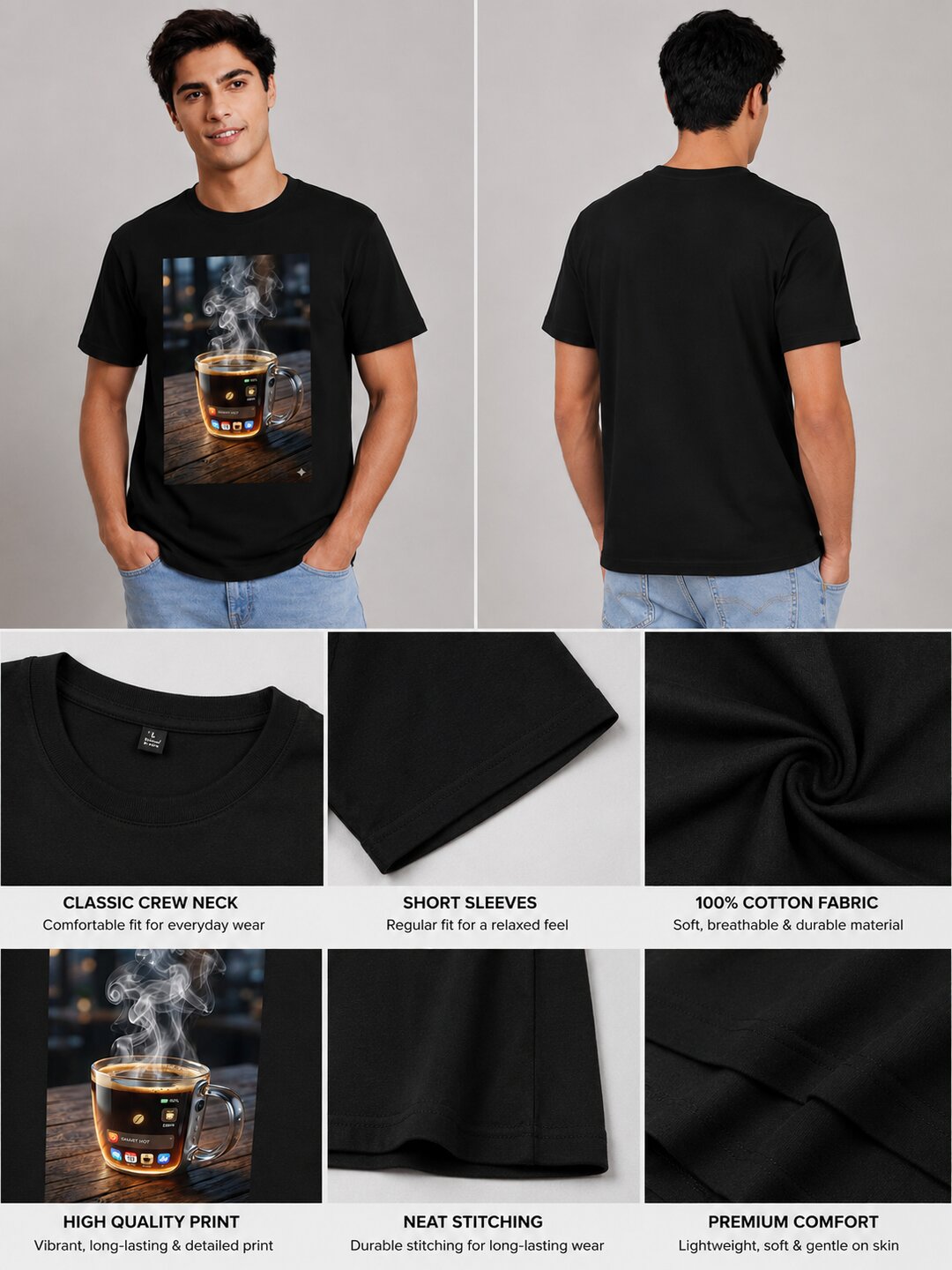Scrap Canvas Printed Round Neck Regular Pre-customized Tshirt for Men