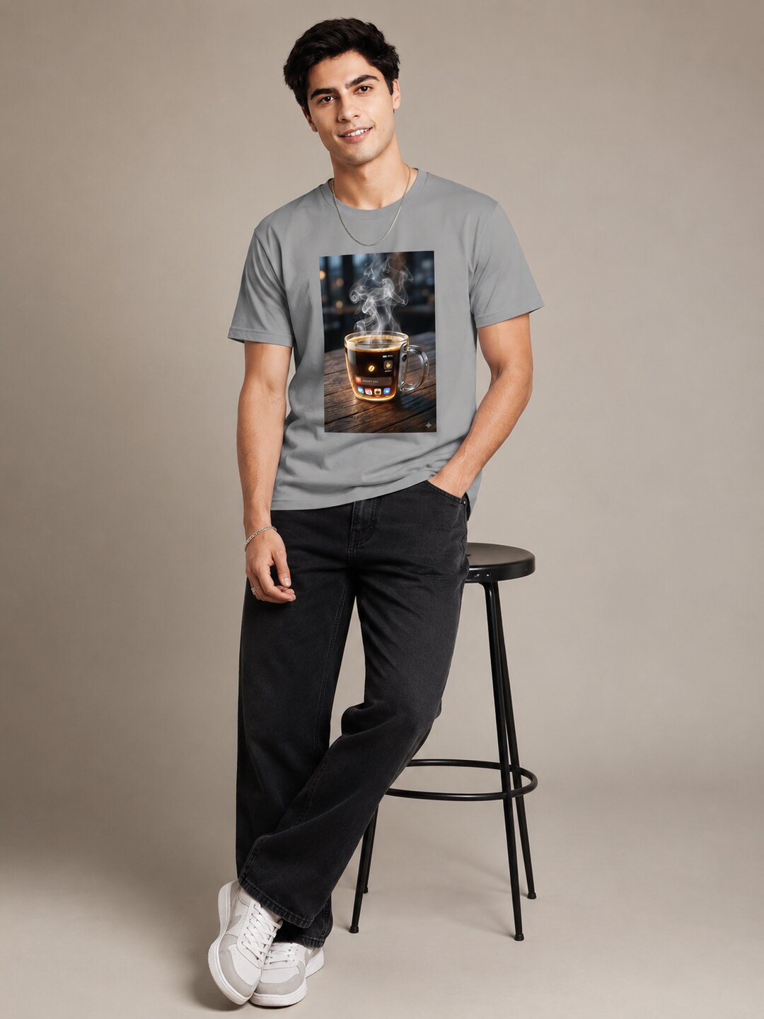 Scrap Canvas Printed Round Neck Regular Pre-customized Tshirt for Men