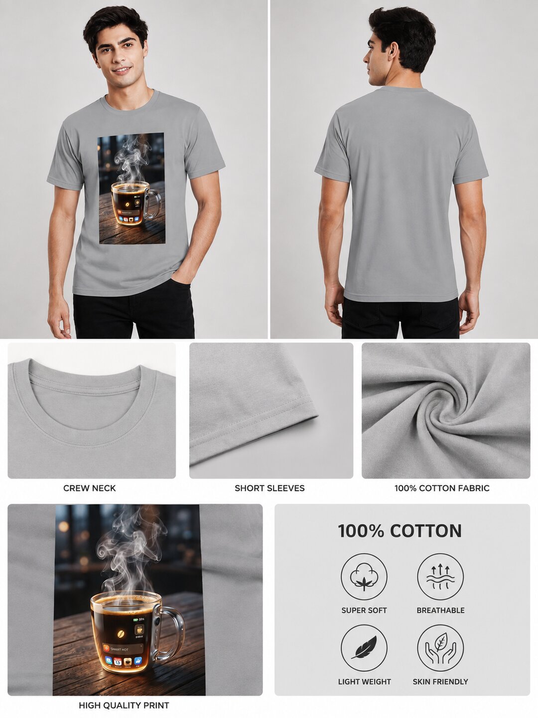 Scrap Canvas Printed Round Neck Regular Pre-customized Tshirt for Men