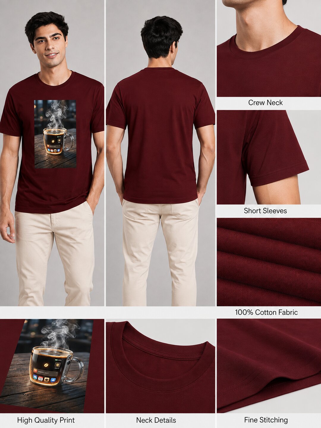 Scrap Canvas Printed Round Neck Regular Pre-customized Tshirt for Men