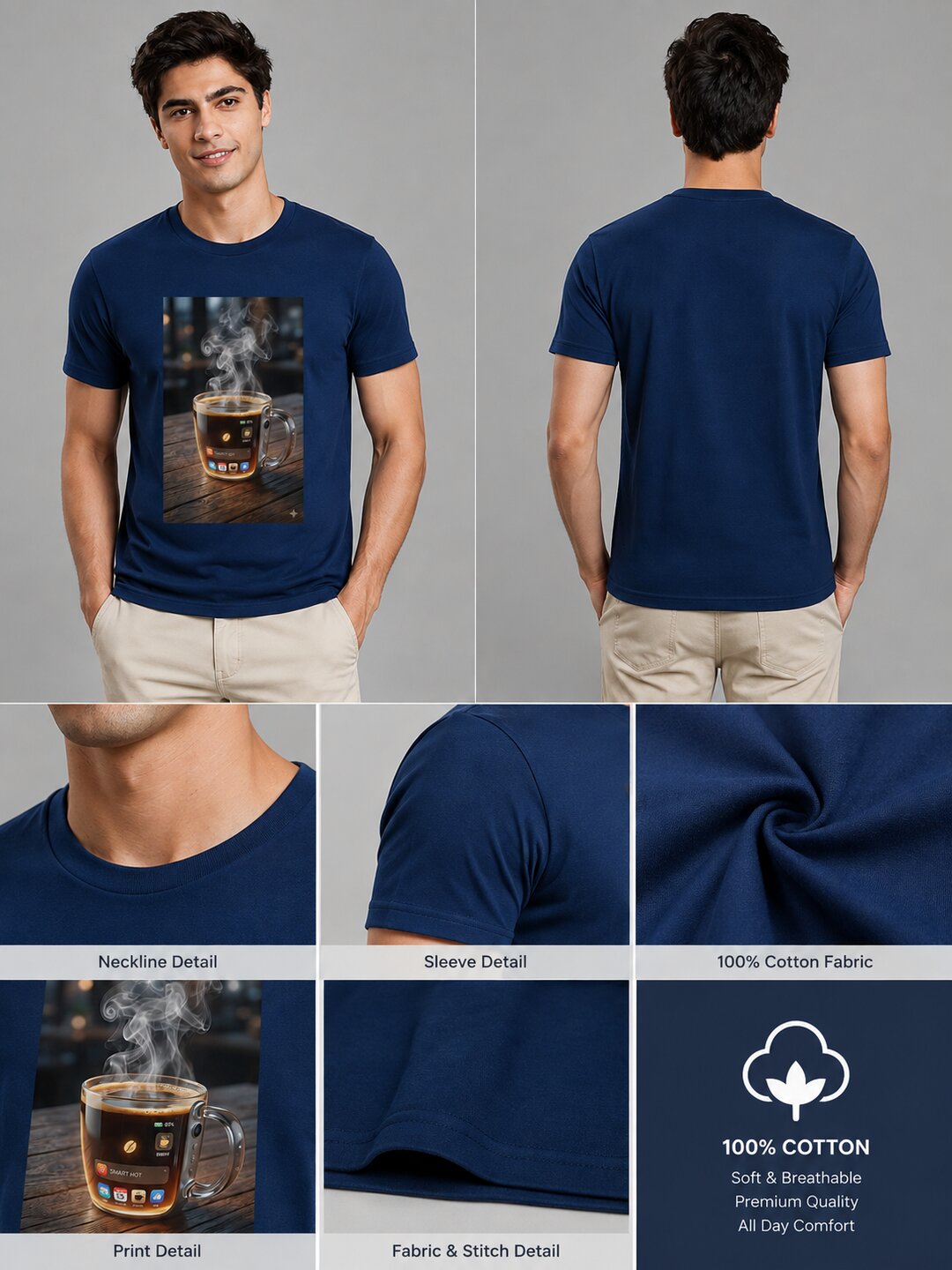 Scrap Canvas Printed Round Neck Regular Pre-customized Tshirt for Men