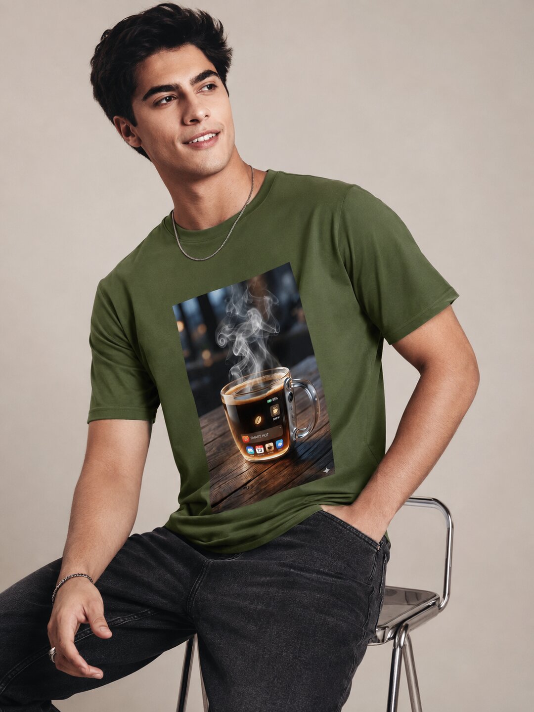 Scrap Canvas Printed Round Neck Regular Pre-customized Tshirt for Men
