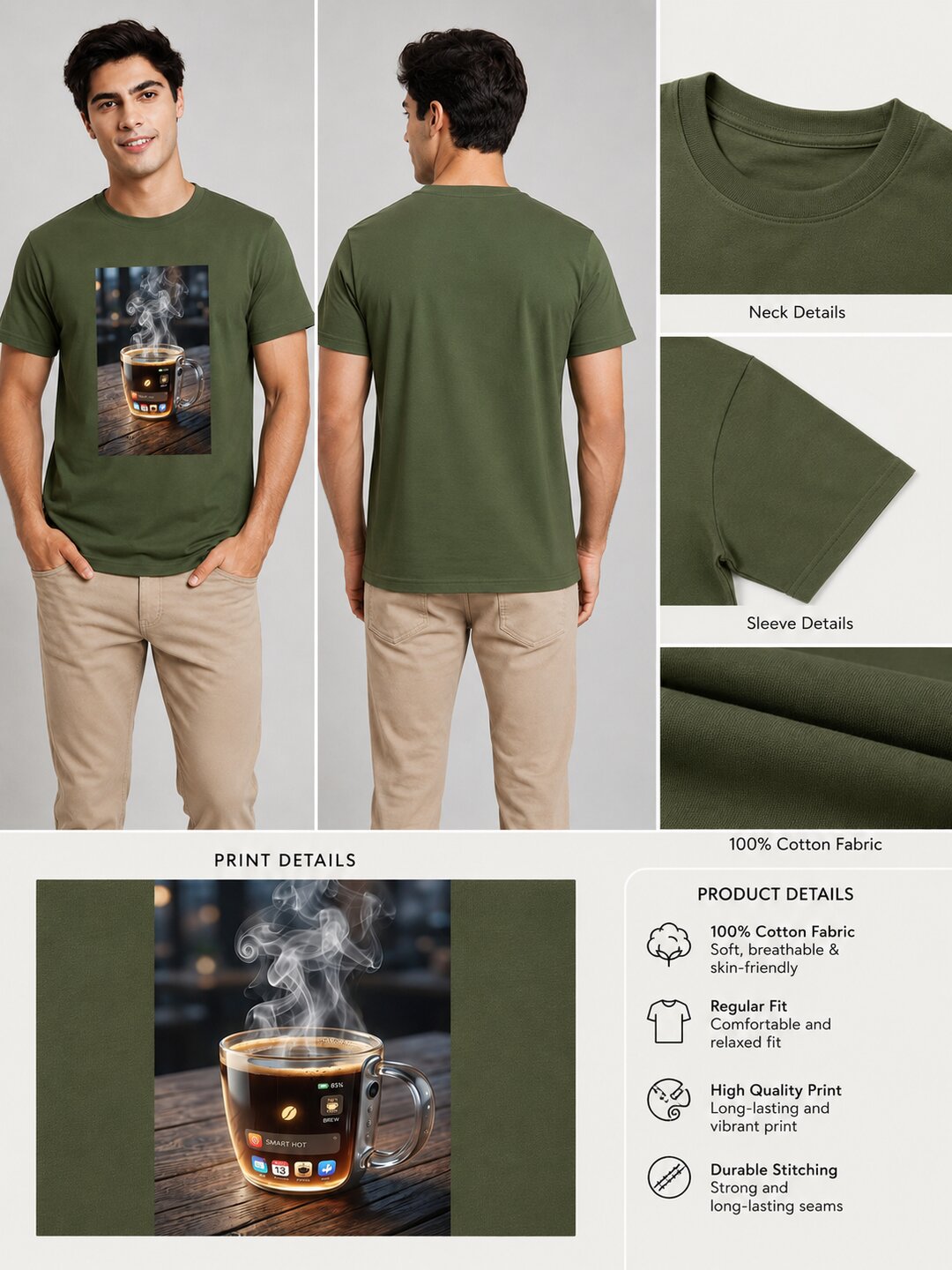 Scrap Canvas Printed Round Neck Regular Pre-customized Tshirt for Men