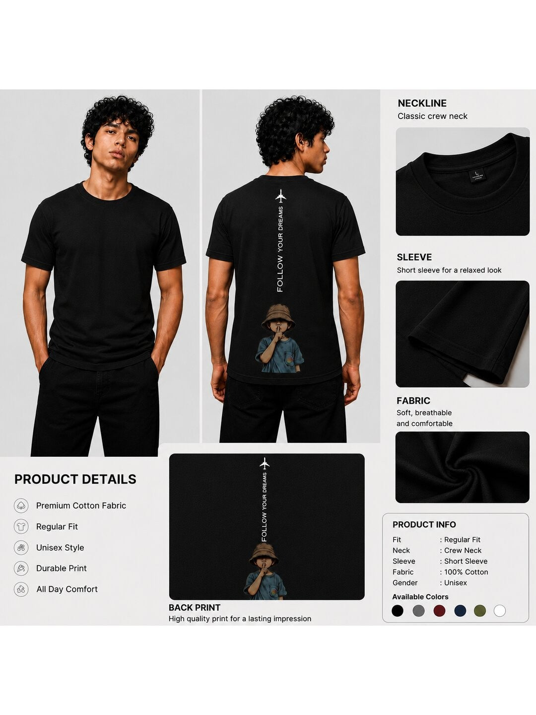 Fly High Printed Round Neck Regular Pre-customized Tshirt for Men