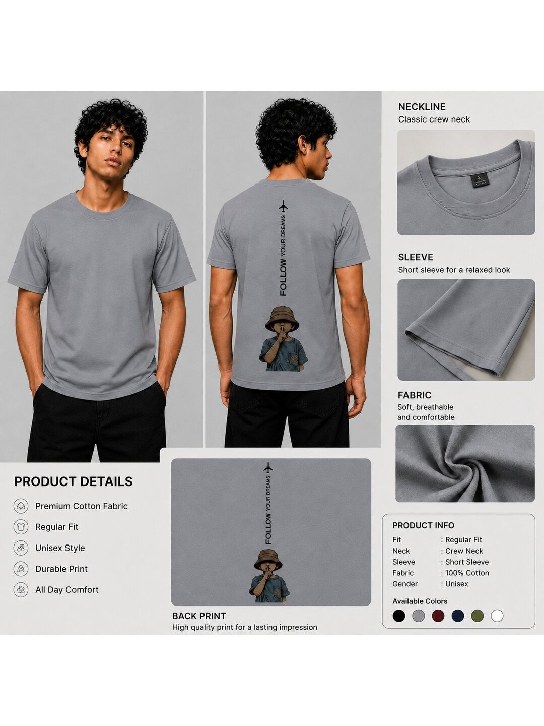 Fly High Printed Round Neck Regular Pre-customized Tshirt for Men