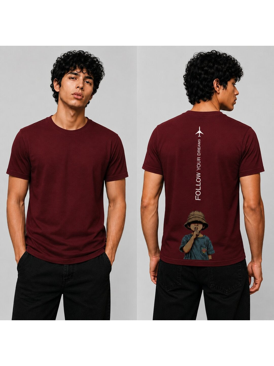 Fly High Printed Round Neck Regular Pre-customized Tshirt for Men