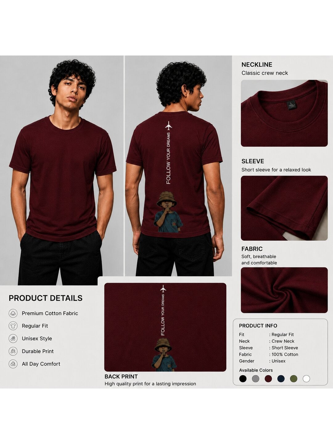 Fly High Printed Round Neck Regular Pre-customized Tshirt for Men