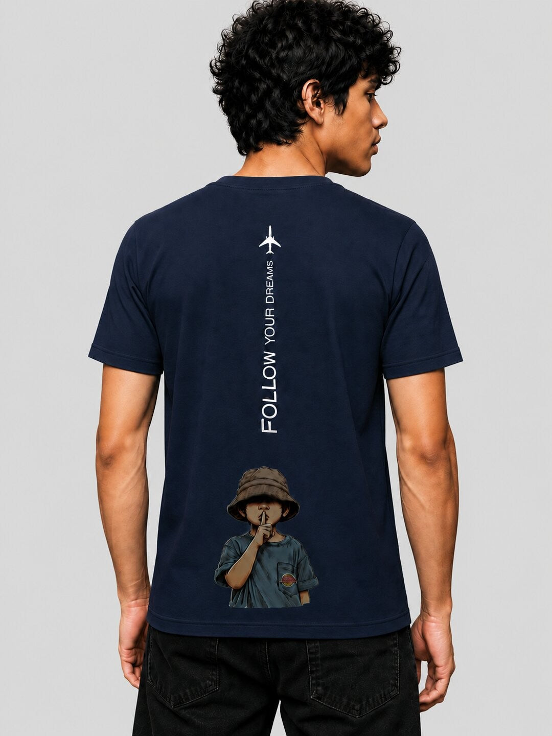 Fly High Printed Round Neck Regular Pre-customized Tshirt for Men