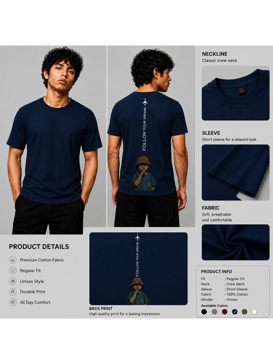 Fly High Printed Round Neck Regular Pre-customized Tshirt for Men
