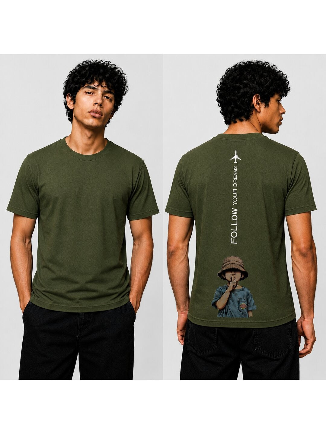 Fly High Printed Round Neck Regular Pre-customized Tshirt for Men