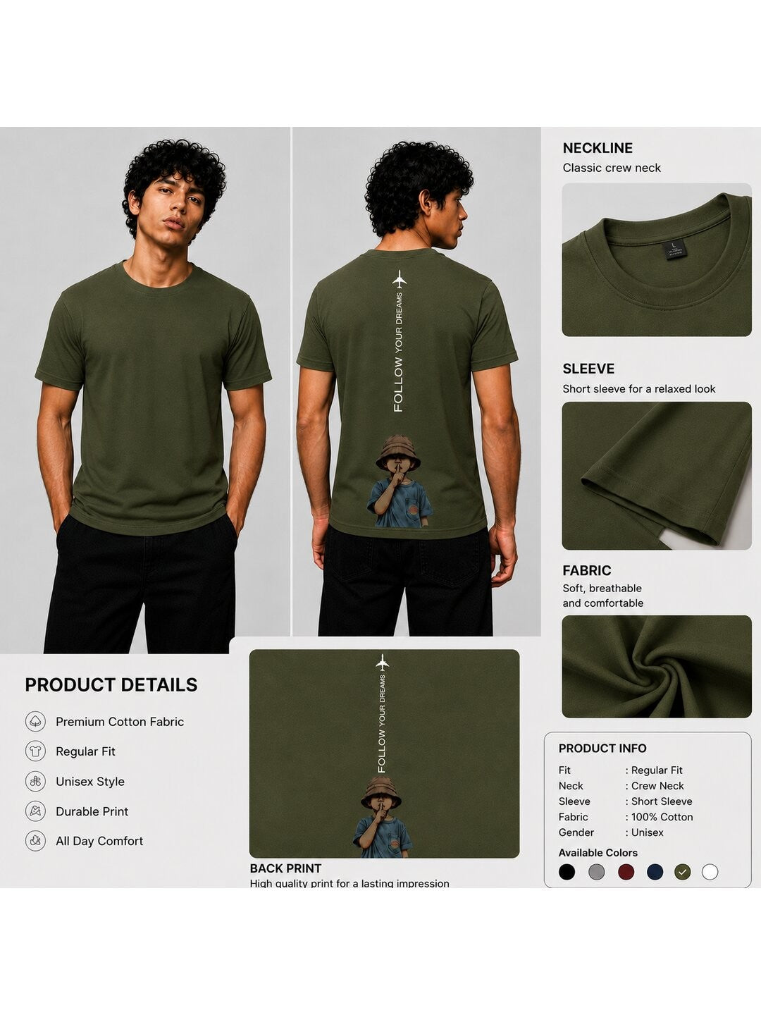 Fly High Printed Round Neck Regular Pre-customized Tshirt for Men
