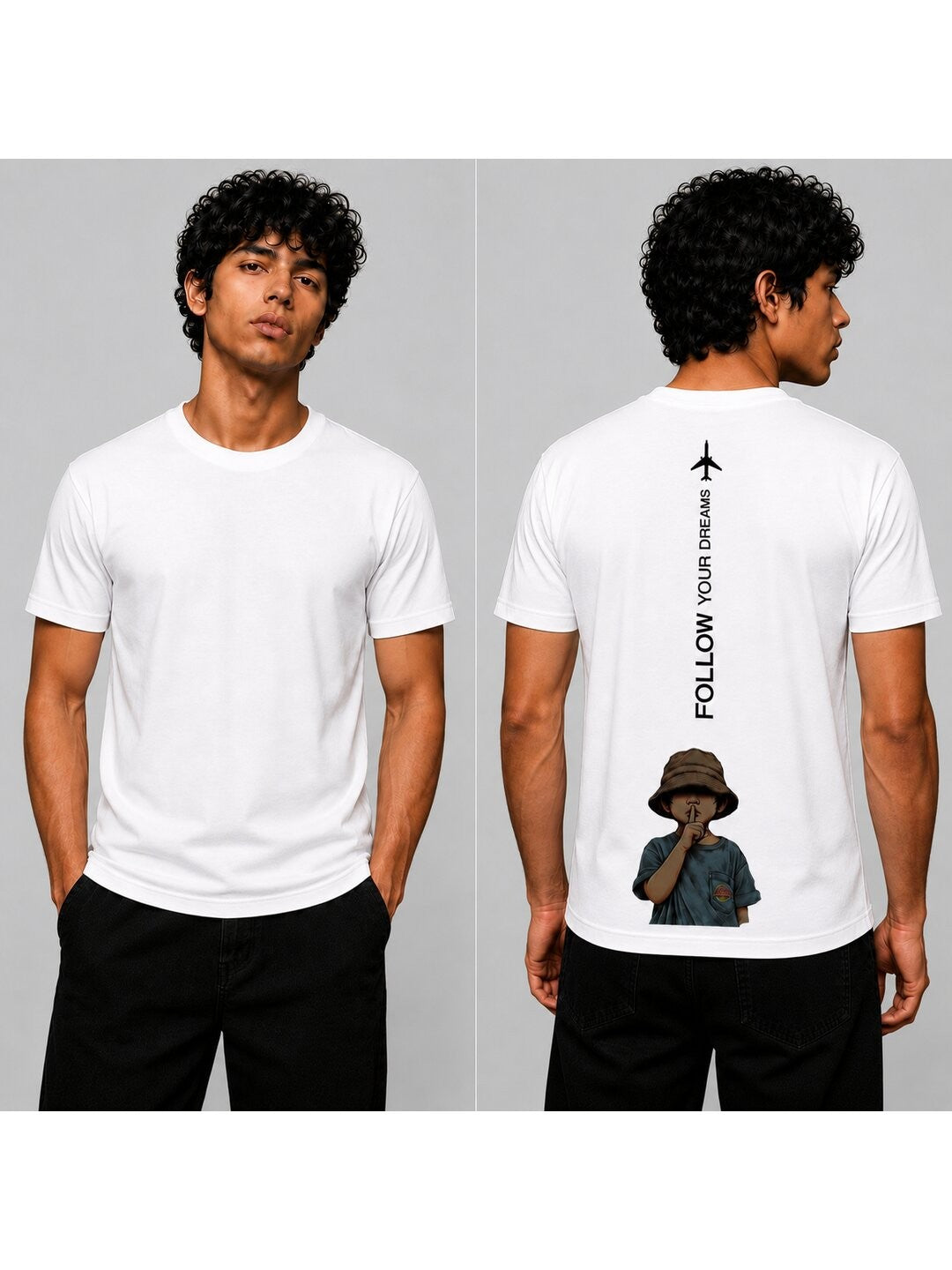 Fly High Printed Round Neck Regular Pre-customized Tshirt for Men