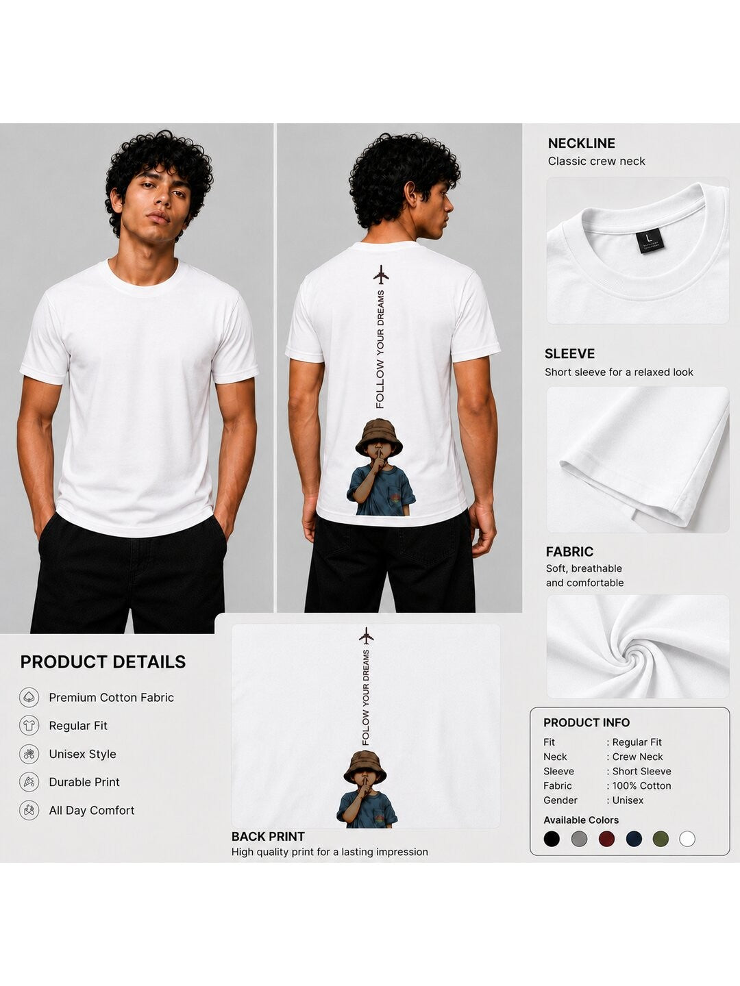Fly High Printed Round Neck Regular Pre-customized Tshirt for Men