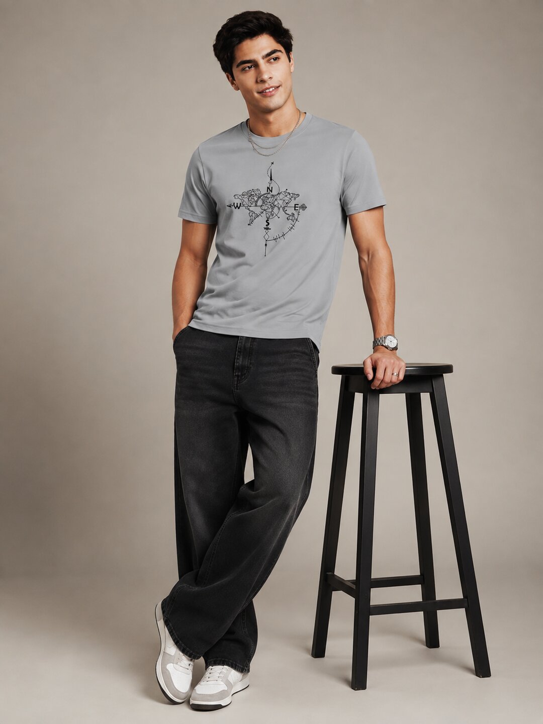 NEWS Printed Round Neck Regular Pre-customized Tshirt for Men