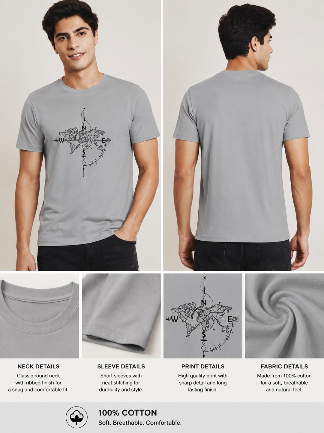 NEWS Printed Round Neck Regular Pre-customized Tshirt for Men