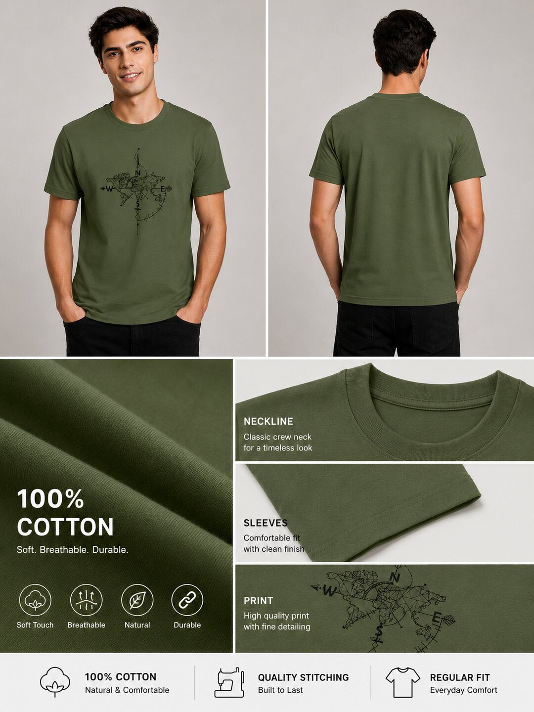 NEWS Printed Round Neck Regular Pre-customized Tshirt for Men