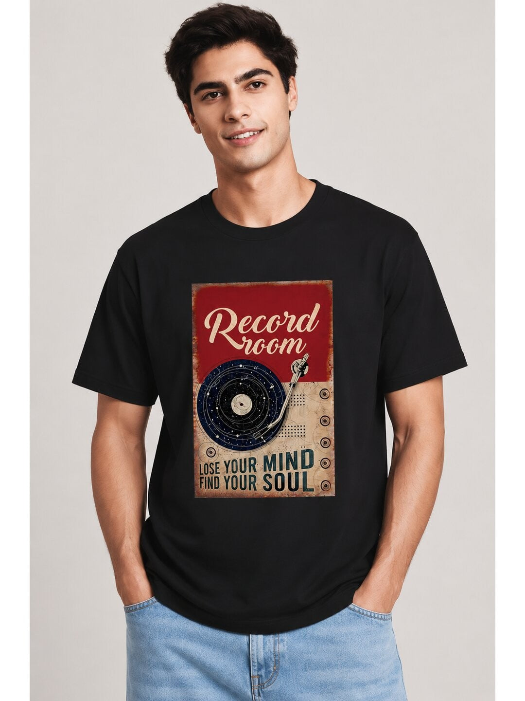 Vintage gram Printed Round Neck Regular Pre-customized Tshirt for Men