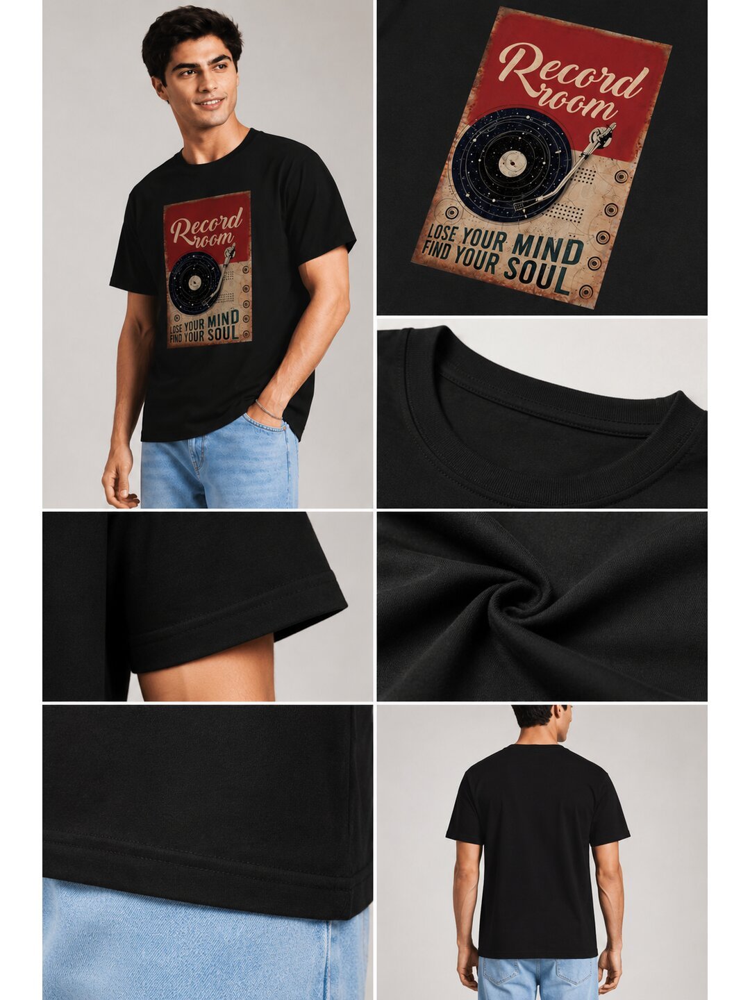 Vintage gram Printed Round Neck Regular Pre-customized Tshirt for Men