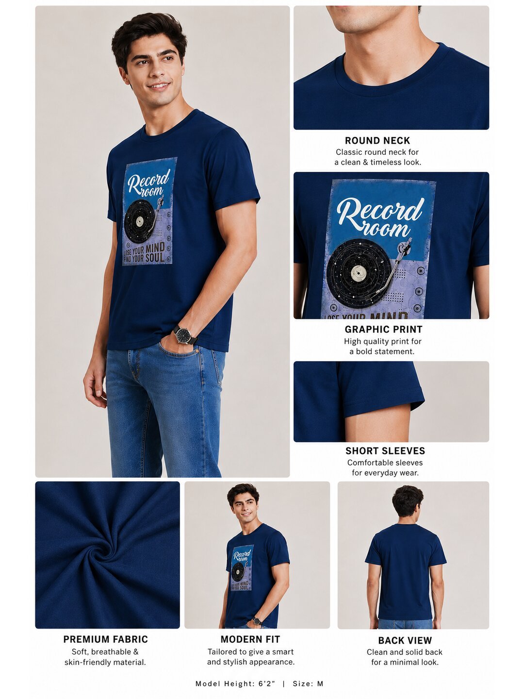Vintage gram Printed Round Neck Regular Pre-customized Tshirt for Men