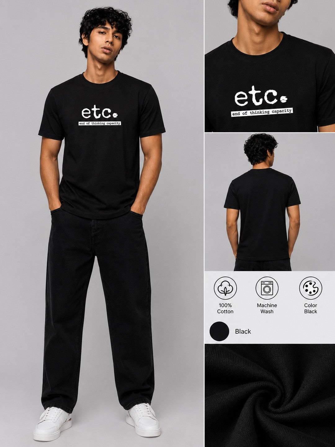 ETC Printed Round Neck Regular Pre-customized Tshirt for Men
