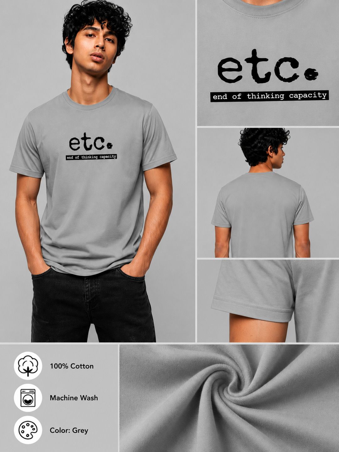 ETC Printed Round Neck Regular Pre-customized Tshirt for Men