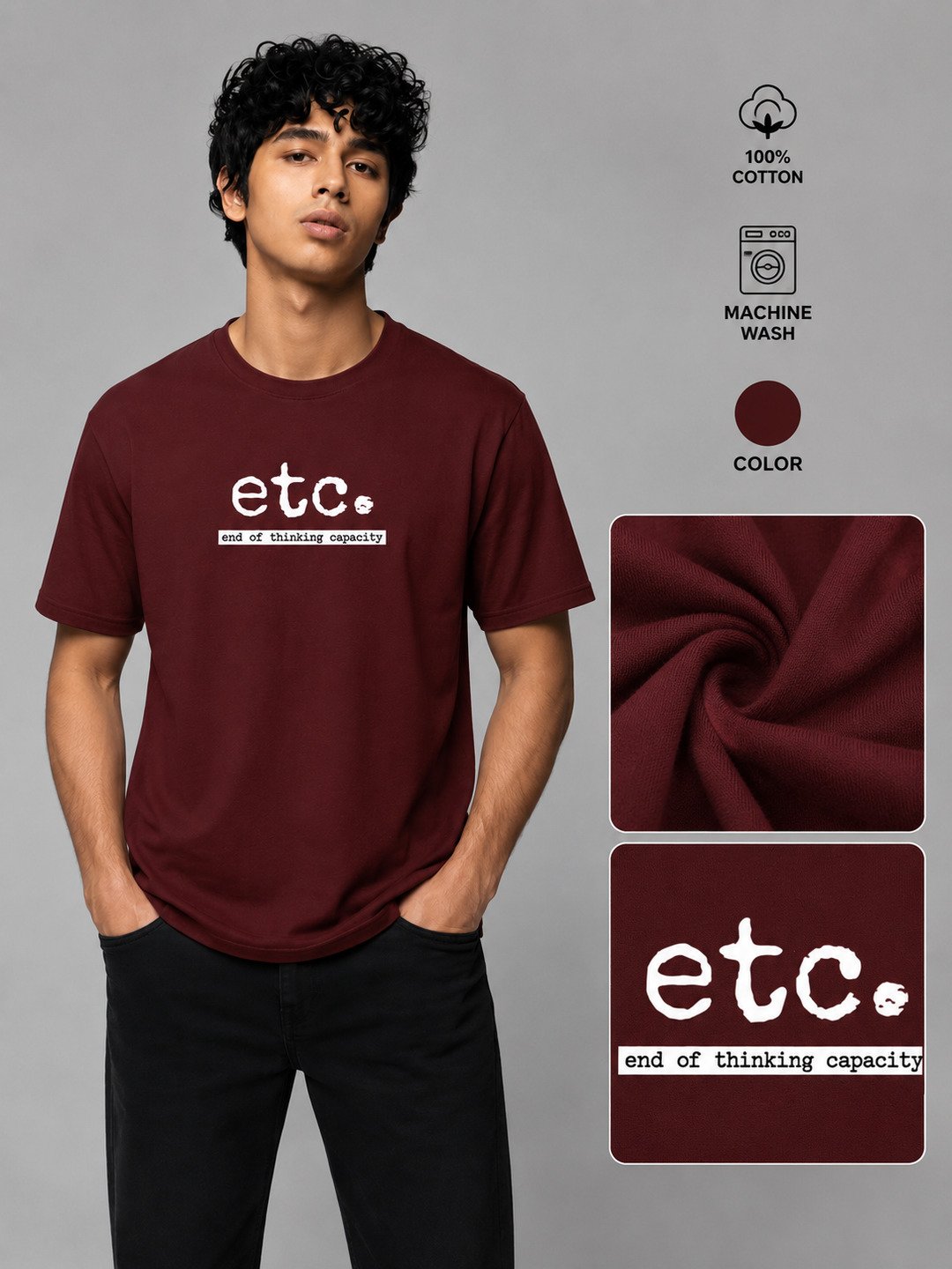 ETC Printed Round Neck Regular Pre-customized Tshirt for Men