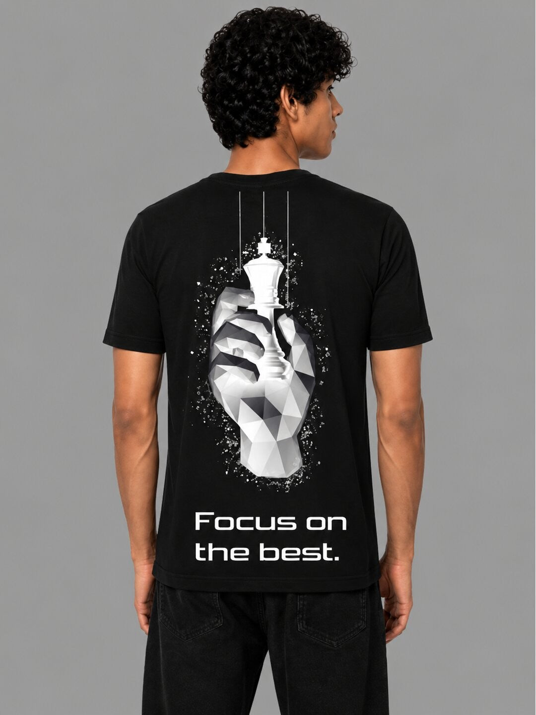 Chess Hand Printed Round Neck Regular Pre-customized Tshirt for Men