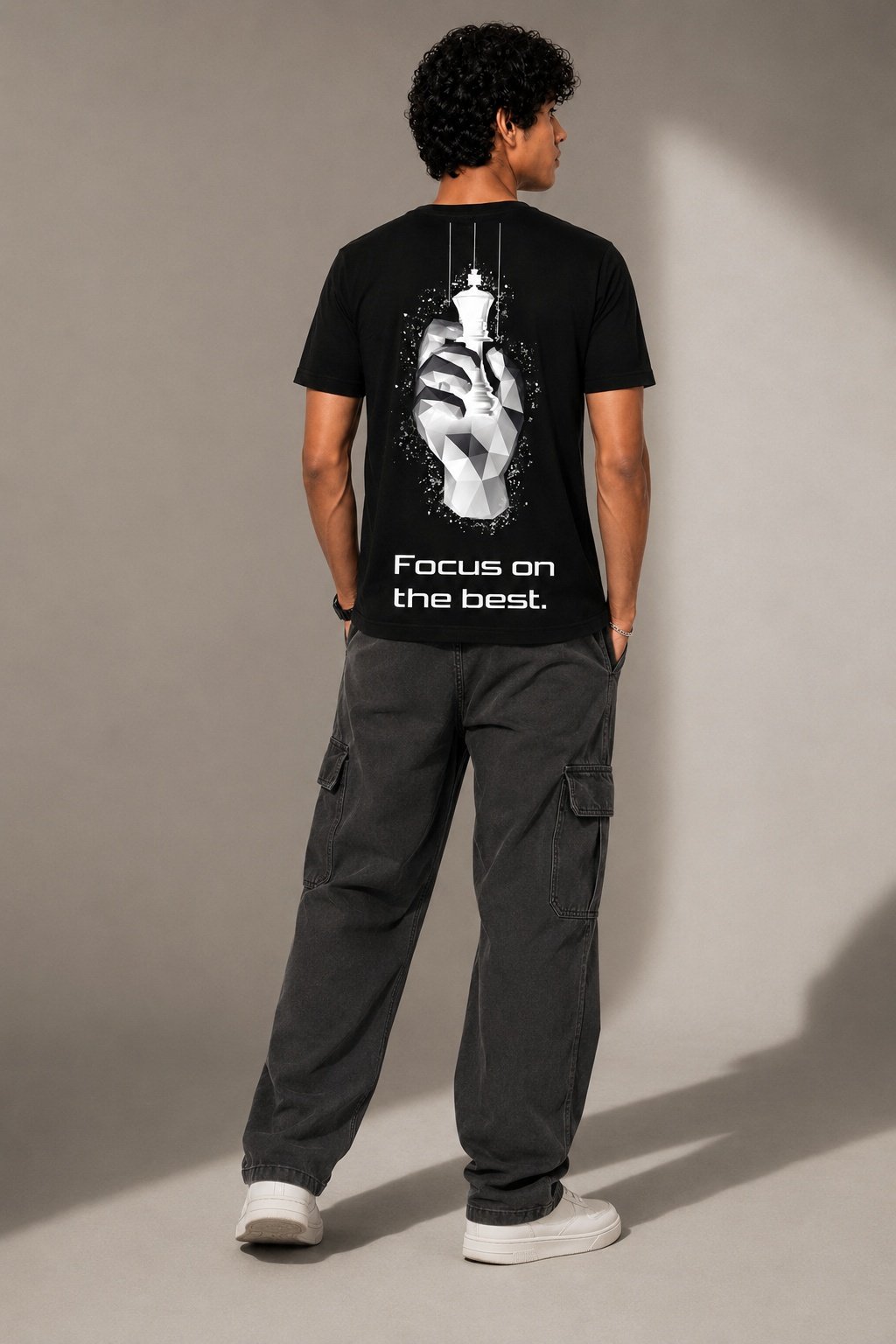 Chess Hand Printed Round Neck Regular Pre-customized Tshirt for Men